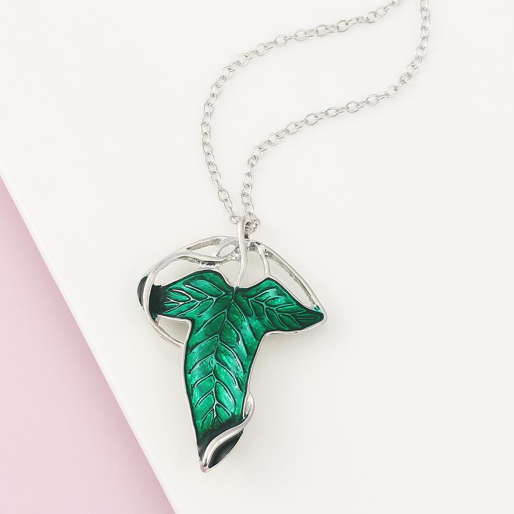 Arwen Evenstar Green Leaf Pendant Necklace for Women Elf Princess Jewelry Present Movie the Lord of the Rings Twilight Star Design