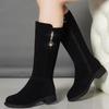 Winter Women's Boots Plush Warm Snow Boots Side Zipper Mid-calf Boots High Quality Suede Casual Boot Winter Women's Cotton Shoes