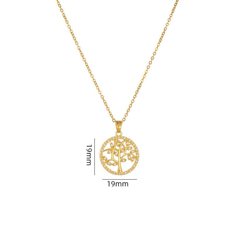 Hot Sell Zircon Lucky Tree Pendant Necklace Stainless Steel Light Luxury Plant Choker Jewelry Birthday Gifts For Women Girls