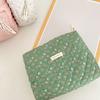 Women Makeup Handbags Zipper Korean Quilted Travel Organizer Portable Clutches Bag Floral Print Large Capacity for Ladies Girl