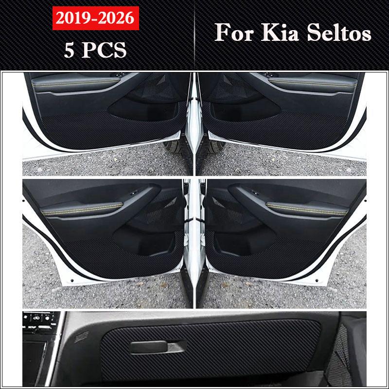 For Kia Seltos 2019 - 2026 Car Door Anti Kick Pad Glove Box Interior Decor Protection Stickers Anti Dirty Anti-collision Film