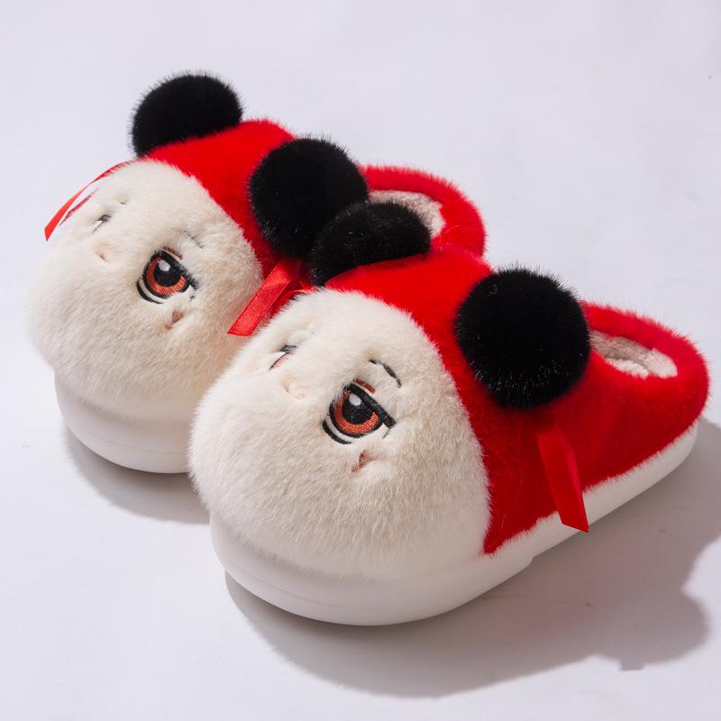 

Women s Plush Cartoon Cotton Slippers - Autumn/Winter Indoor Closed Toe Warm Slippers 38-39 (small fit) червоний
