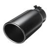 4" Inlet 5" Outlet 12" Long Angle Cut Rolled Bolt-On Exhaust Tip Tail Pipe Black