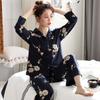 Ladies' 100% Cotton Long Sleeve Pajama Set Spring/autumn Thin Style Winter Warm Homewear Suit