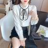 New 2024 Fashion Autumn Long Sleeve Casual Lace Up Ruffled Collar Blouse Shirt Women Tops Blouses Shirts J449