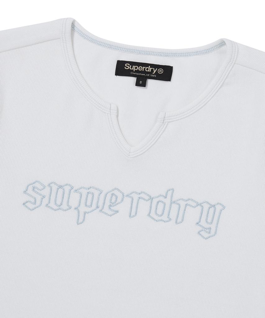 Syupeodeulai W Hole Neck Rib T-Shirt White