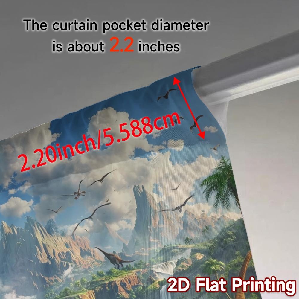2pcs, 2D FLAT PRINTING Curtains (Without Rod) Dinosaur Valley(2) Creative Chic Curtains Versatile Durable Polyester Curtains