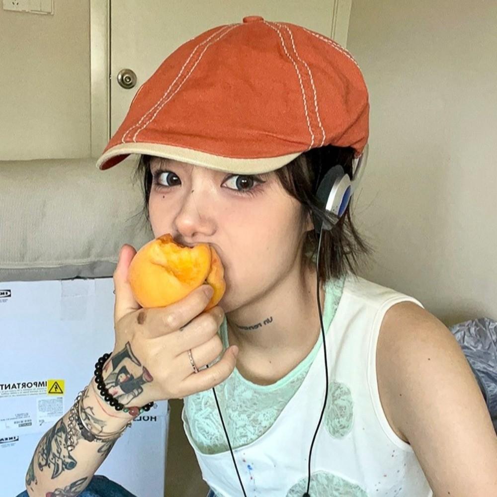 Y2k Painter Hat Embroidery Retro Artist Hat Fashion Newsboy Flat Cap  Spring Summer