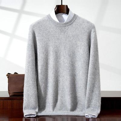 2025 Men's Korean Style Loose Knit Sweater - Warm Round Neck Solid Color for Autumn/Winter