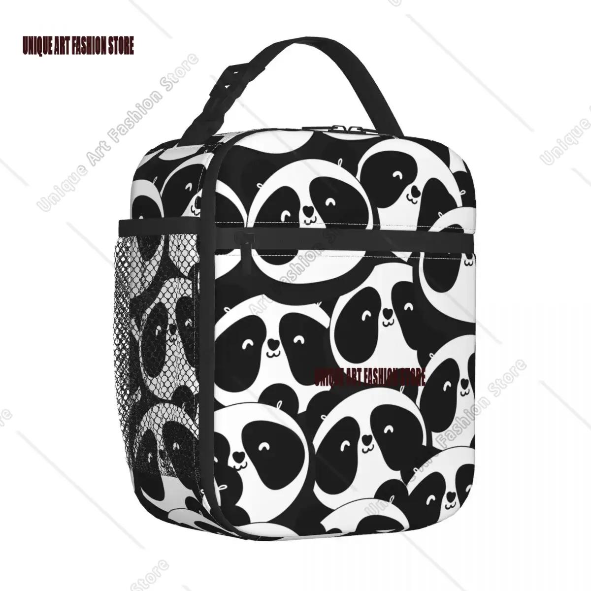 Cute Panda Insulated Lunch Bags Portable Animal Cartoon Lunch Container Cooler Bag Lunch Box Tote Office Travel Bento Pouch One Size