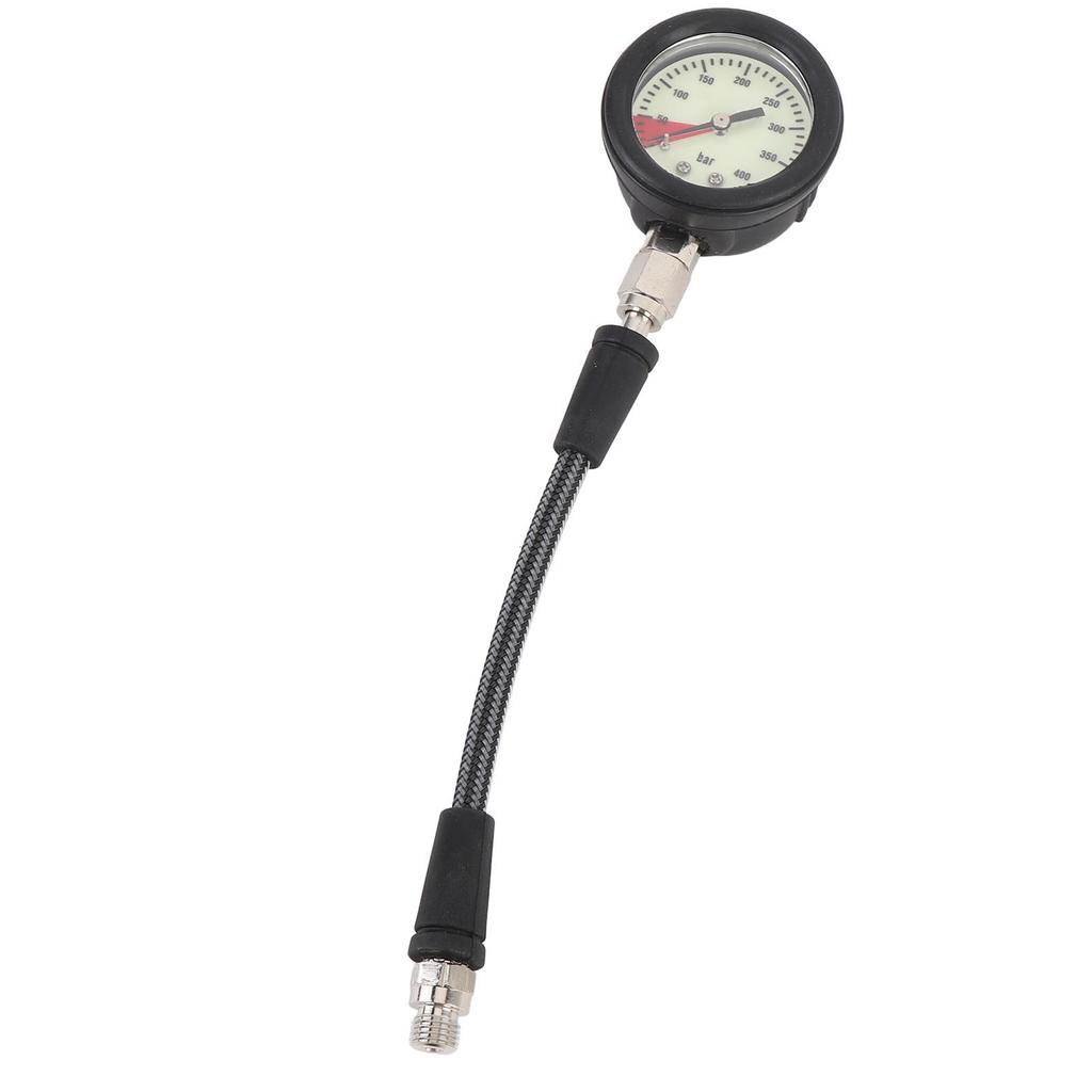 Diving Pressure Gauge with Carbon Fiber Woven Hose Diving Night Glow Pressure Gauge for BCD Regulator 15cm   5.9in