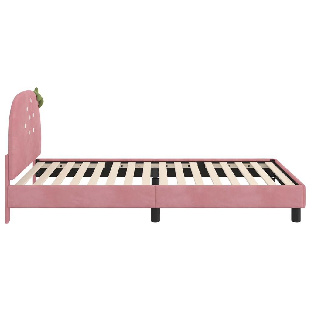 Children s Bed Frame with Headboard Pink 90 x 190 cm Velvet