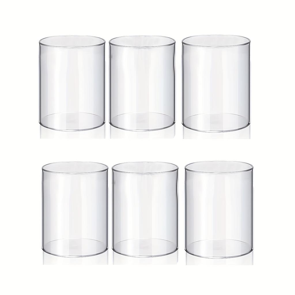 6/4 Pcs Plastic Cylinder Vase Acrylic Cylinder Vase Small Clear Flower Container Hurricane Candle Holder Round Wide Container