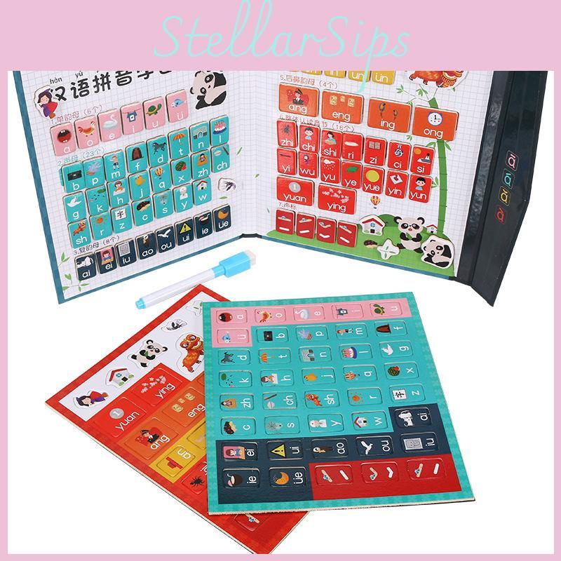 Wooden Chinese Pinyin Alphabet Puzzle Panda Book Magnetic Letters Kids Learning
