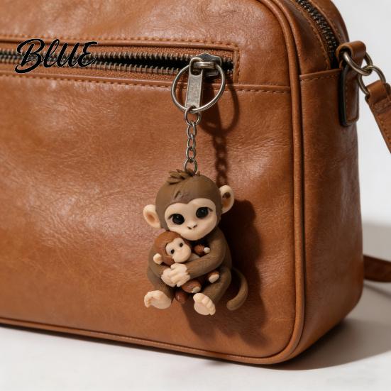 Bedroom Tabletop Decor 3D Printed Monkey Keychain Cute Holding Plush Toy Hanging Backpack Charm for Car Keys Gift Kids Adults Lightweight
