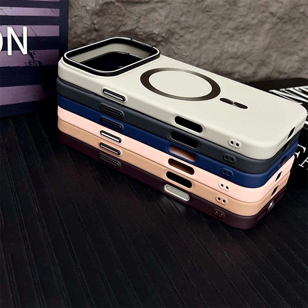Solid Color Matte Magnetic Wireless Charging Case For Magsafe For iPhone 17 Air 16 Pro Max Plus Ultra Thin Hard PC Cover