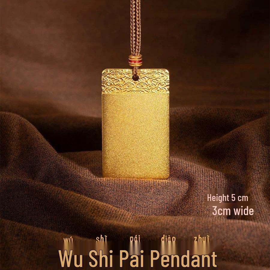 Gold Sand Eight Treasures Compass Pendant Necklace with Gourd Charm for Women