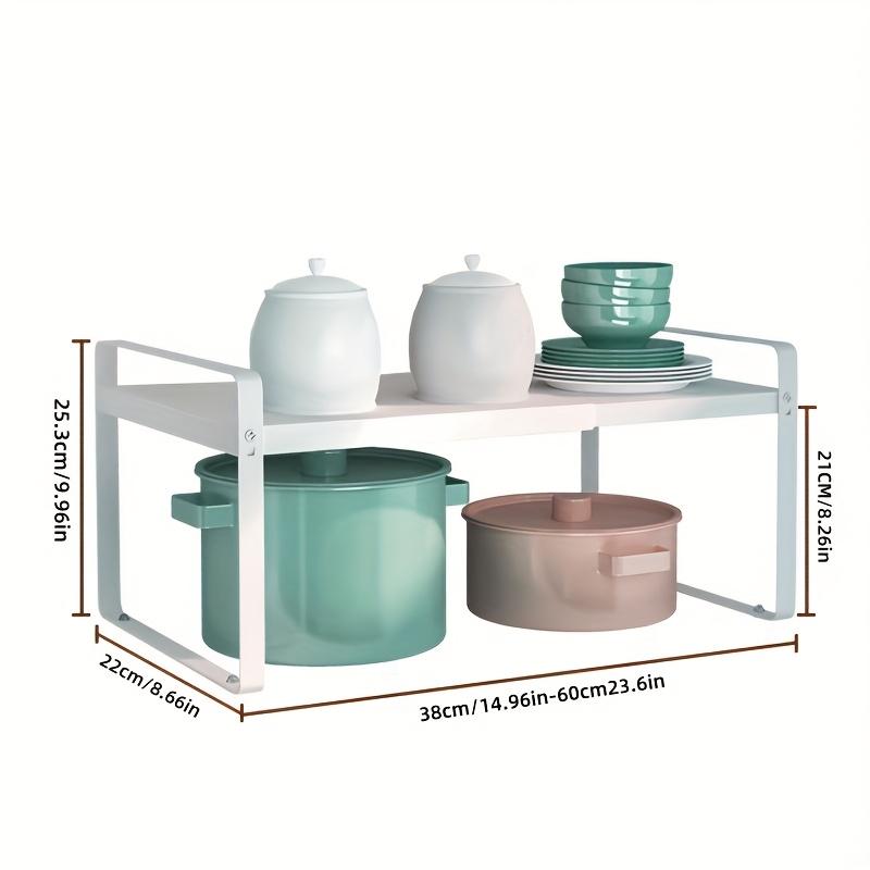 Space-Saving Adjustable Kitchen Rack! Multifunctional Shelf for Countertop, Cabinet & Sink. Easy Install, Black & White.