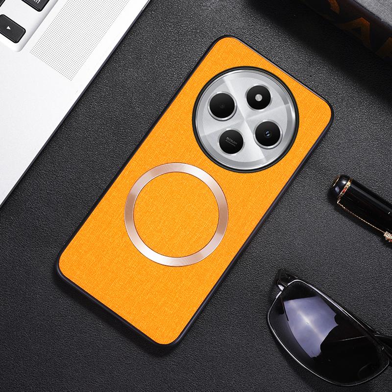 Magnetic Phone Case For Xiaomi Redmi 14C 4G/14R 5G/Poco C75 4G Drop-Proof TPU+Cloth Back Cover