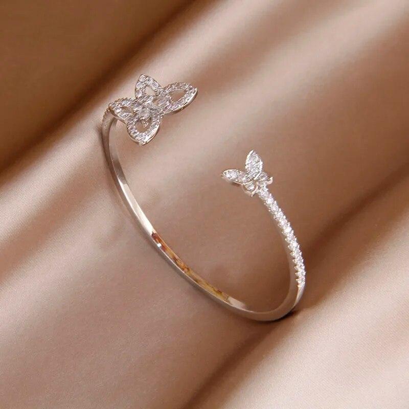 Korea&Japanese Delicate Hollow Knot Charm Bangles for Women Fashion Brand Jewelry Crystal Twist Bracelets Accessories