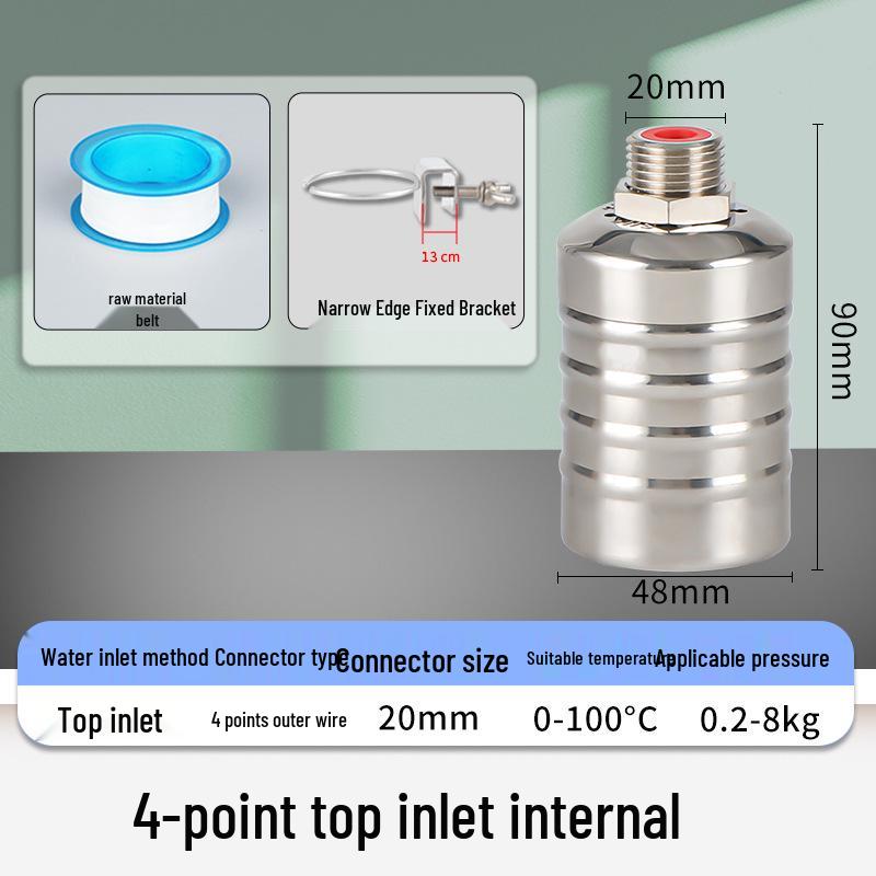 Crossing Mile Stainless Steel Automatic Water Level Controller - Large Flow Float Valve for Cooling Towers & Kitchen Water Tanks
