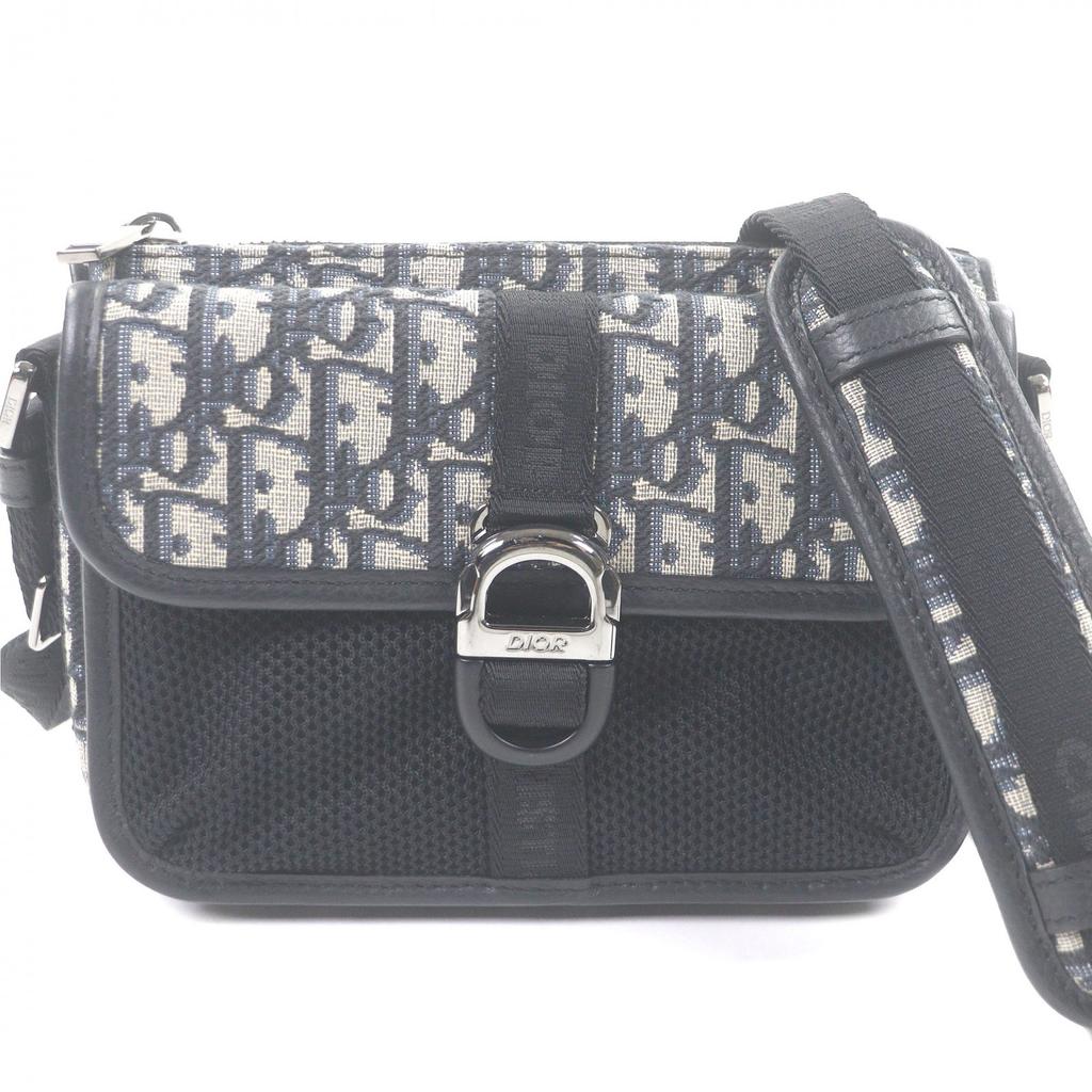 Great DIOR Shoulder Bag Dior 8 Buckle Oblique All-Over Pattern Beige Used