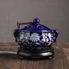 Black Base Double Ear Cloisonne Ceramic Incense Burner/Thermoregulation TimingEssential Oil Incense Powder Indoor Incense Burner