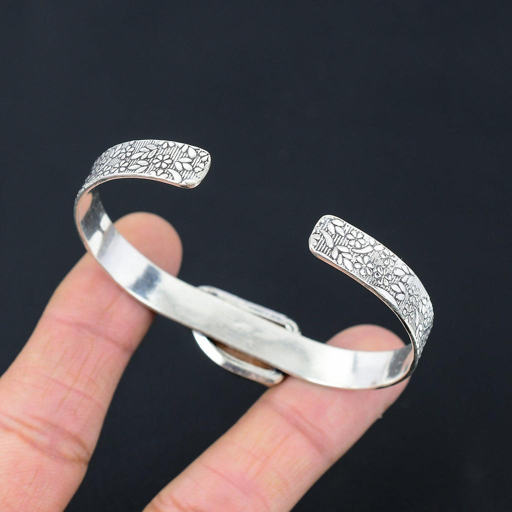 Birthday Gift For Her Natural Orange Aventurine Bangle Adjustable 925 Silver