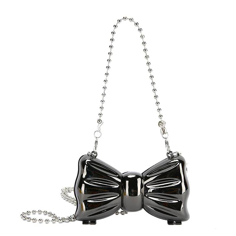 Metal Mini Bow Crossbody Bags For Women Fashion Silver Gold Shoulder Bag Women Bags Clutch Bag Lipstick Purses Coin Bags New