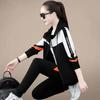 Women's Autumn Spring Insulated Tracksuit Lining Hoodie Two-piece Set, Korean-style Clothes