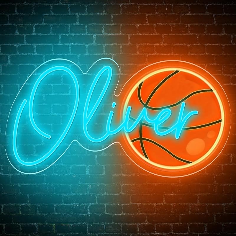 Custom Neon Name Signs Personalized Basketball Neon Sign for Wall Decor Sport Neon Light Up Sign for Bedroom Playroom Party Man Cave Home Decor