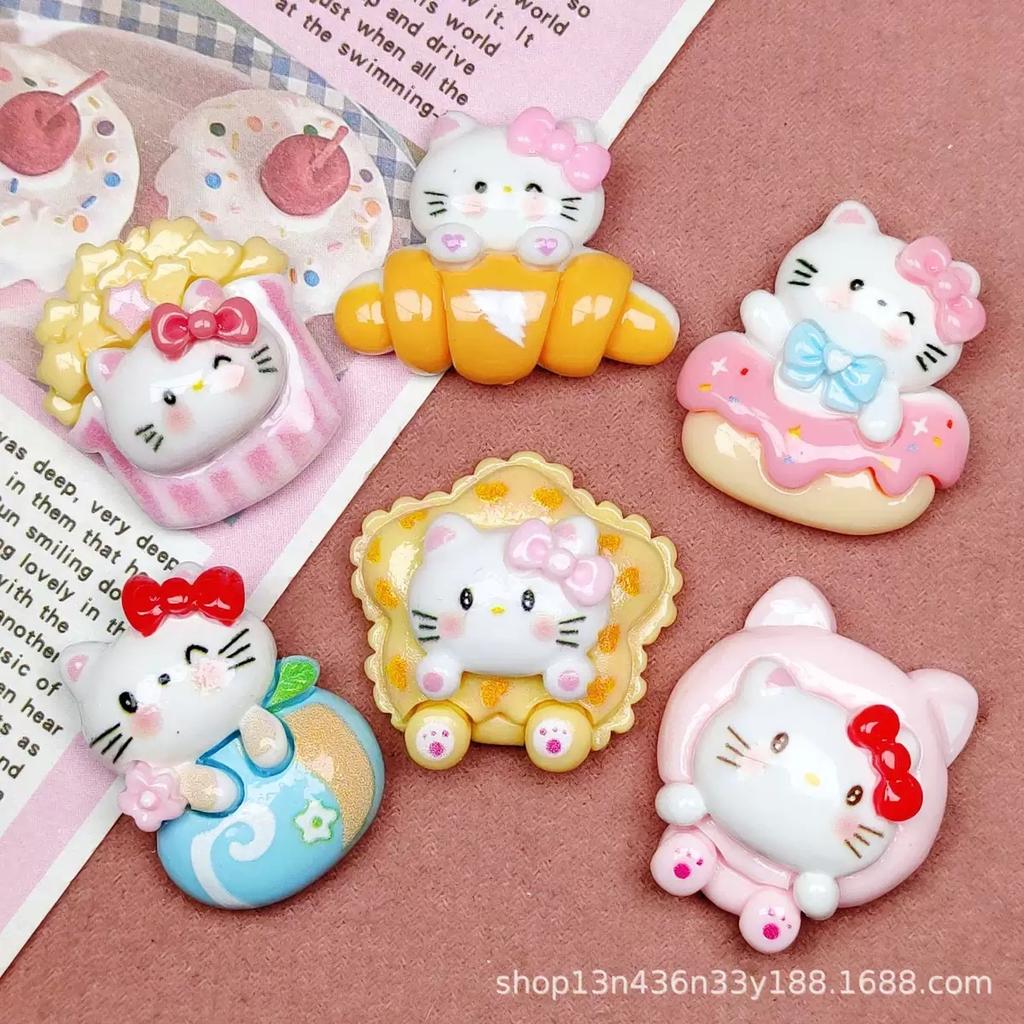 10 Pcs New Kawaii Cartoon Cute Brightnoodles Popcorn Cat Series Flatback Resin Diy Miniatures Scrapbook Decor Craftsa144