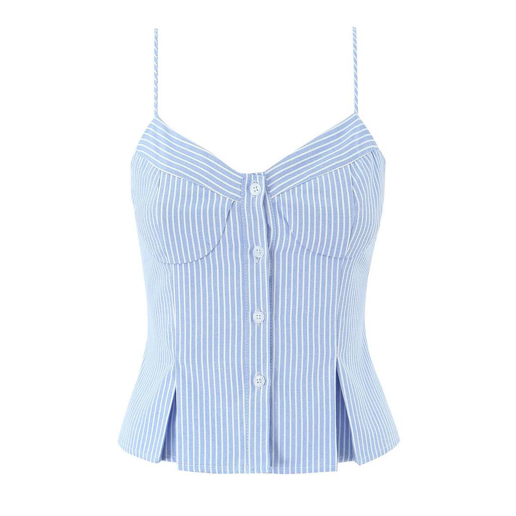 2025 Chic Striped Sleeveless V-Neck Sexy Slim Fit Backless Camisole Top
