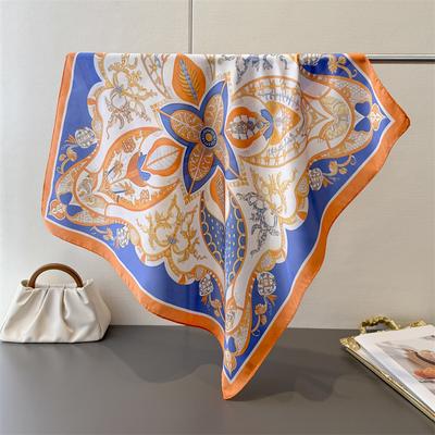 Druckdesignerin Frühling Sommer 70cm Quadrat Damen Schal Halstuch Seidensatin Schals Schal Stirnband Hijab Bandana Wickeltuch Bufanda