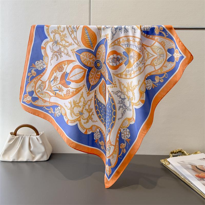 Print Designer Spring Summer 70cm Square Women Scarf Neckerchief Silk Satin Scarves Shawl Headband Hijab Bandana Wrap Bufanda