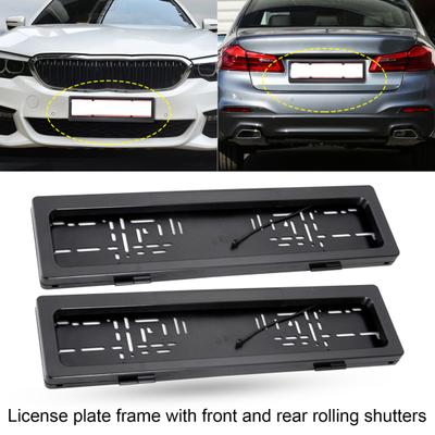2Pcs Front Rear License Plate Frame Roller Shutter Electric Remote Control