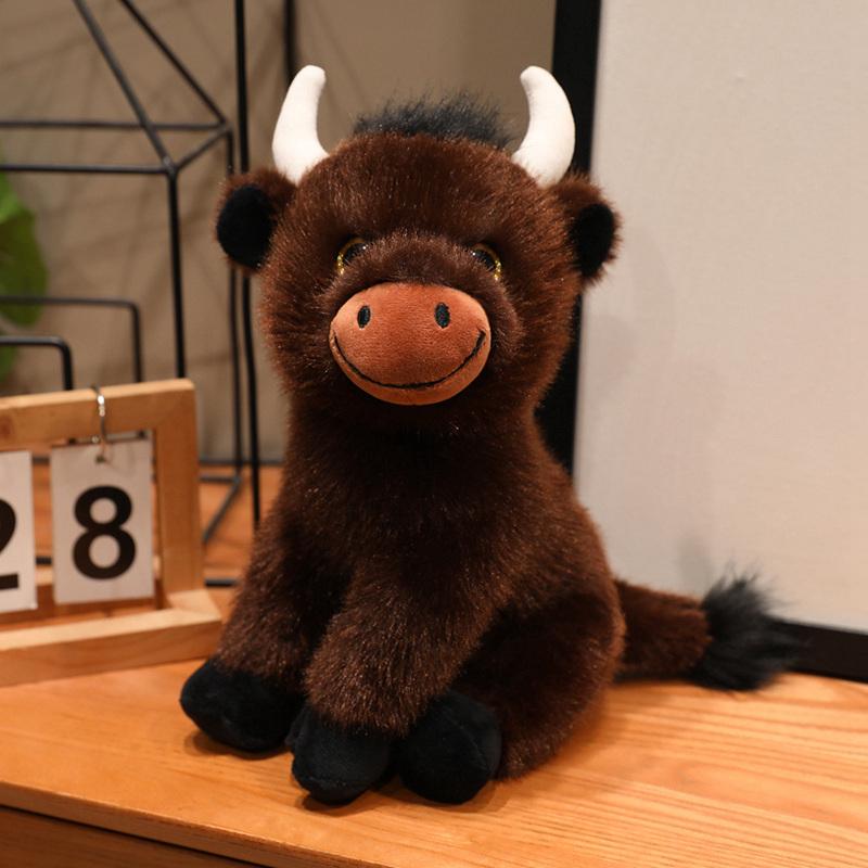 Cute Wholesale 27cm Cute Highland Cattle Plush Toy Lifelike Cattle Stuffed Animal Doll Classic Gift For Children Ranch Souvenirs