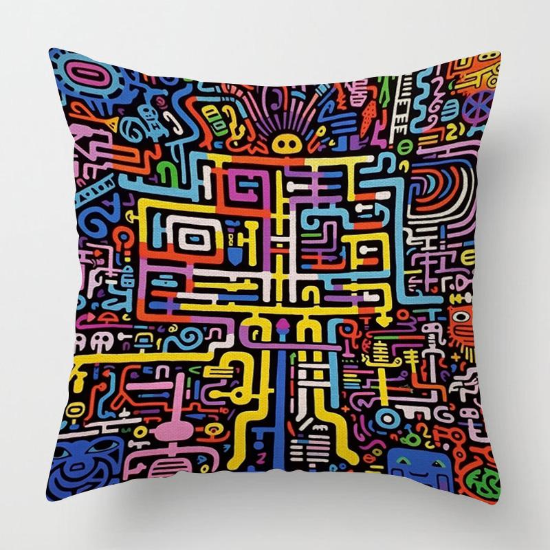 

Abstract Art Throw Pillow, Red & Yellow Modern Design, Vibrant Geometric Cushion For Stylish Home Deco double sided printing:350mmx350mm