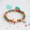 Bracelet chat porte-bonheur mignon pour filles, bracelets de perles colorées réglables