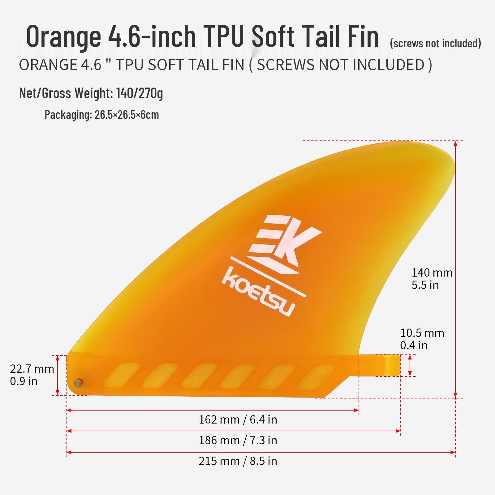 

KOETSU 4.6 Bendable TPU Paddleboard Fin - Soft Whitewater Surfboard Rudder