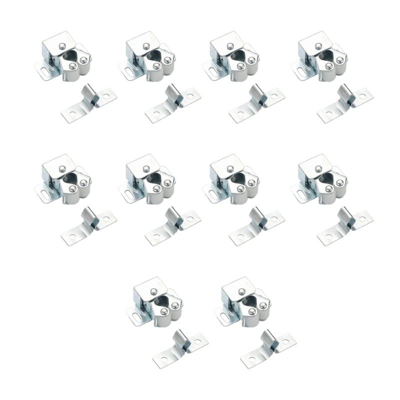 Cabinet Latches, Furniture Cabinet Roller Hardware with Shaped Mating Plate for Kitchen Cabinets, Wardrobes, and Bookcase Units