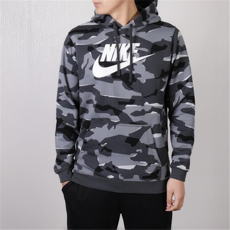 Nike Fleecová mikina s kapucí, ležérní americká mikina pro muže, šedá AR2868-065