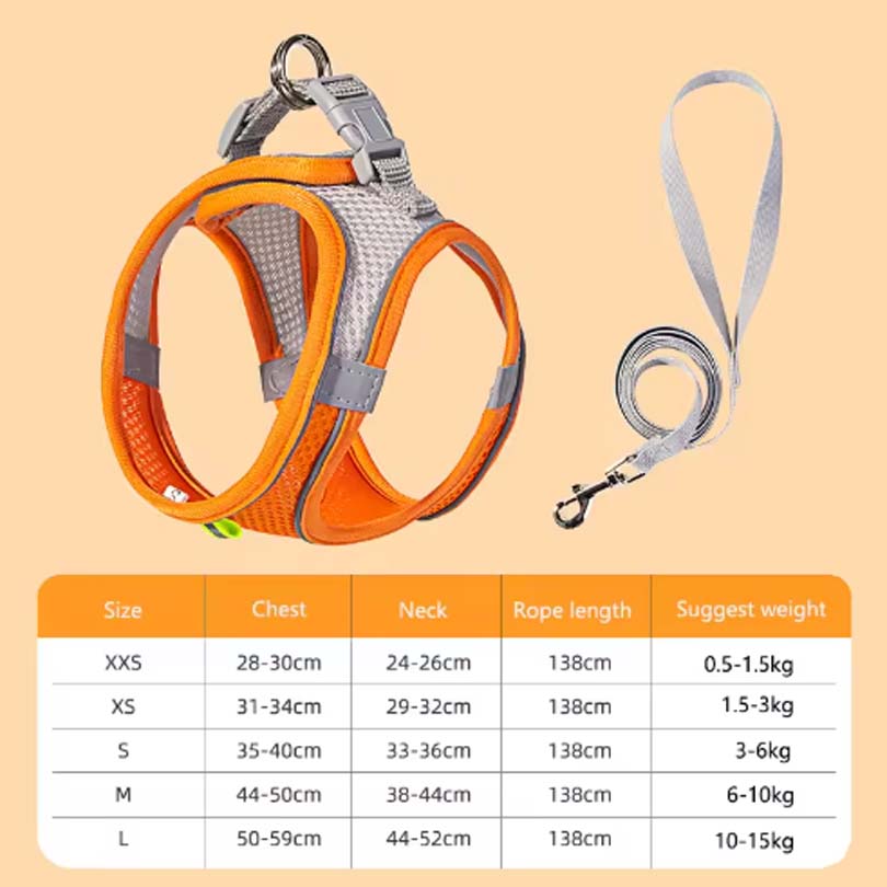 Cat vest chest with reflective breathable leash for small and medium-sized dogs walking leash pet products.