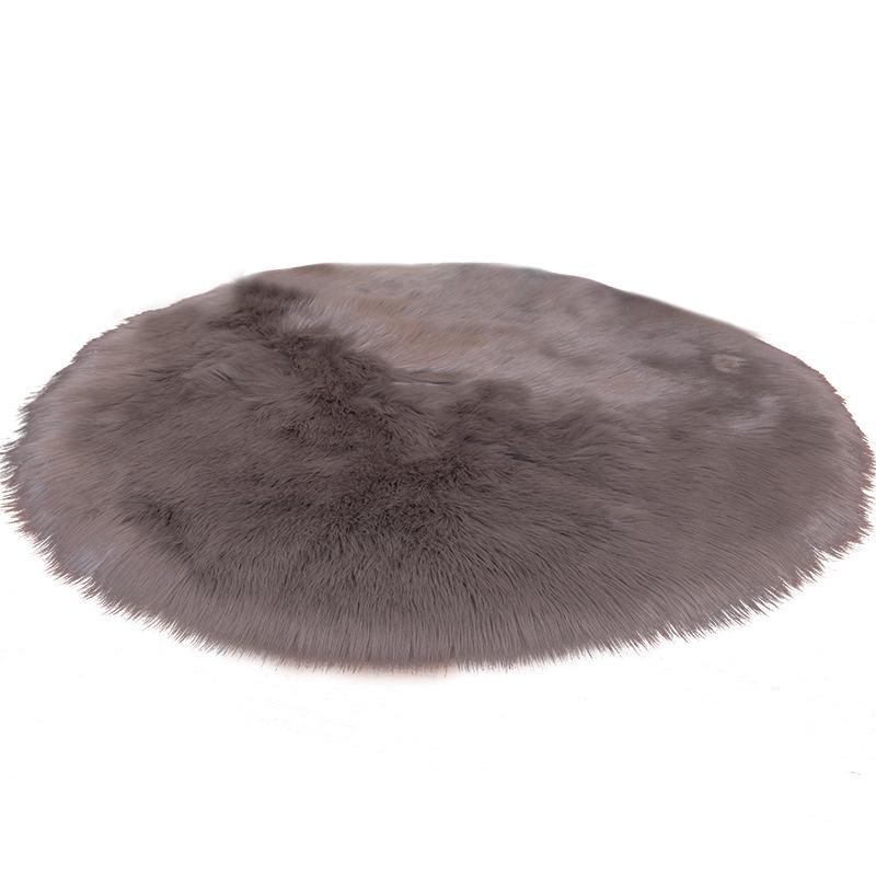 Nordic Style Faux Wool Round Plush Rug - White Solid Color Carpet for Room 