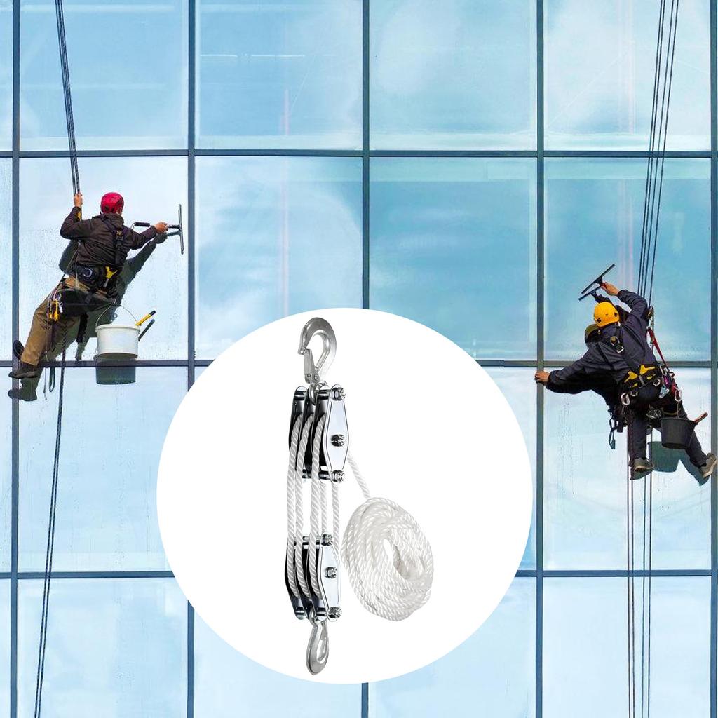 Wielokrążek z liną Wciągnik Podnoszenie Mocy Wielofunkcyjny Wytrzymały System Krążków Metalowe Koło Linowe Z 1100/2200 Lbs