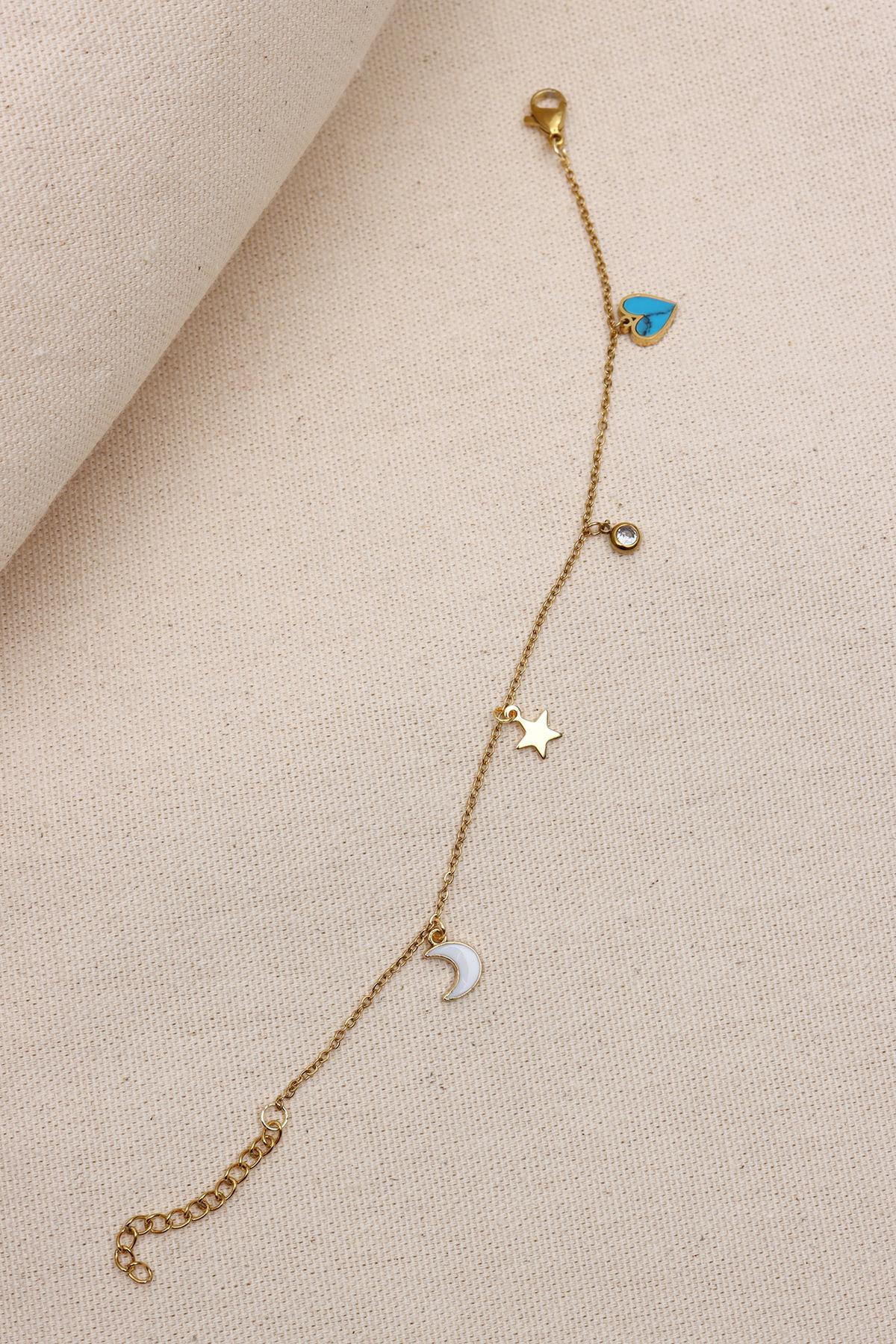 

Браслет из стали с подвеской золотого цвета