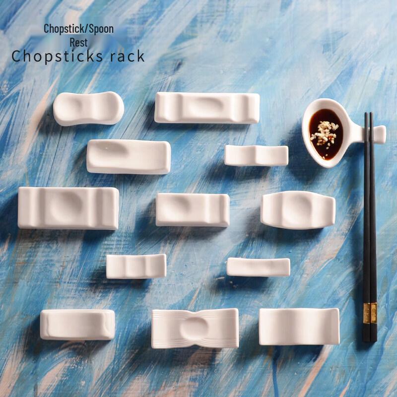 White Ceramic Chopstick & Spoon Rest