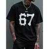 Men'S Short Sleeve T-shirt with Number 67 Printed | Casual Style, Comfortable Daily Wear, Easy and Fashionable, Crew Neck, Regular Fit