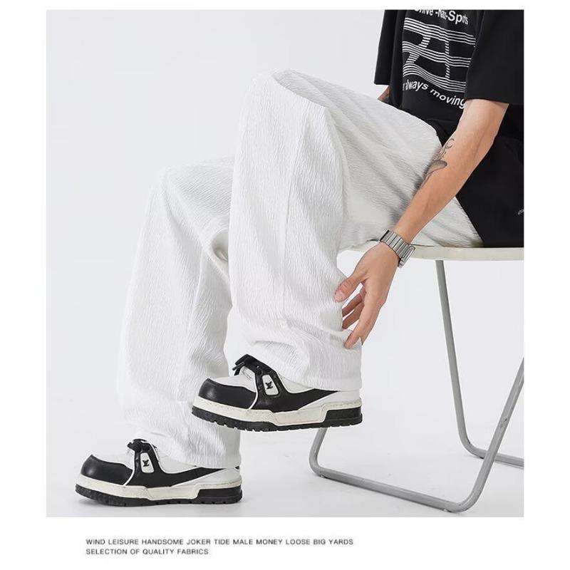 Shirt Less Clothing Ice Silk Casual Pants Men's Summer Thin Loose Straight Pants Niche Trendy Brand Drape Wide-leg Trousers