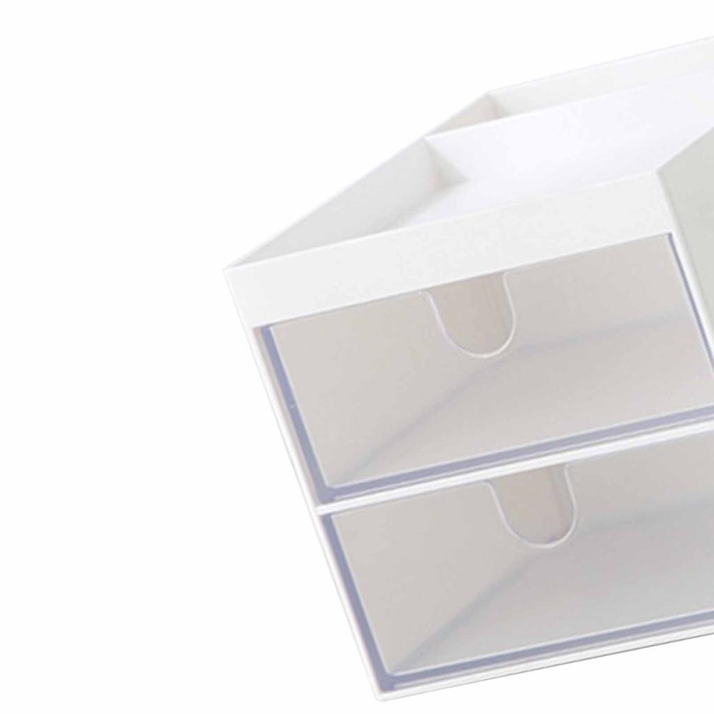 Makeup Organizer Large Capacity Multifunctional Cosmetic Storage Box with Drawers for Countertop Ivory White